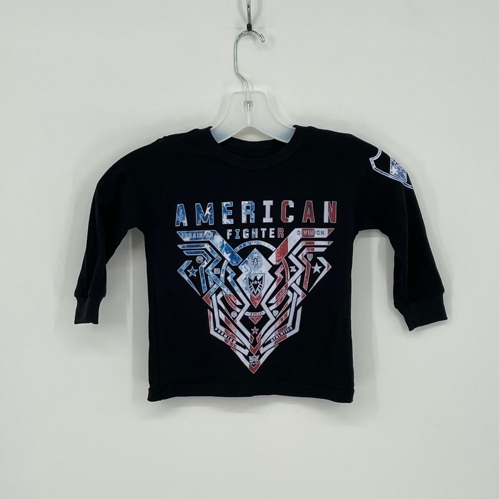 AMERICAN FIGHTER Toddler Flag Black Long Sleeve T-Shirt